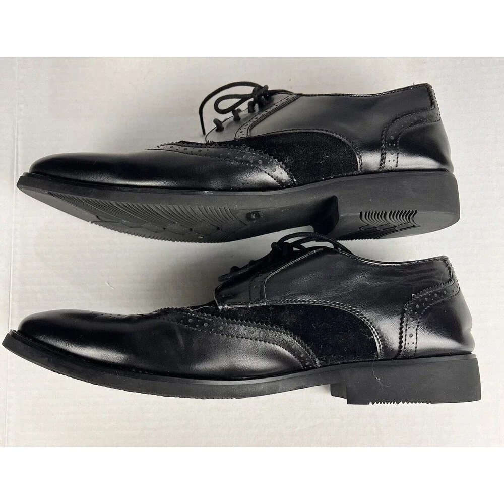 Golaiman Mens 11 Black Wingtip Brogue Oxford Dress Shoes G1406 Business Formal